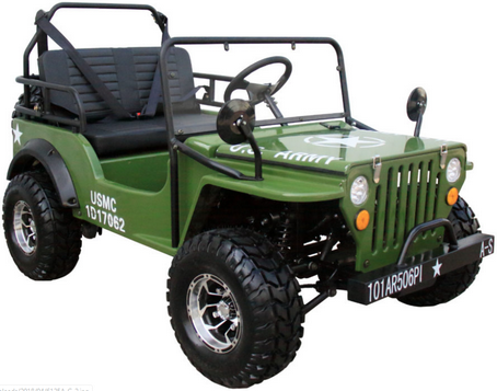 Willys Style Jeep Go-Kart, 125cc Benzinmotor, 3-Gang mit Rückwärtsgang, ab 12 Jahren