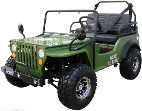 Willys Style Jeep Go-Kart, 125cc Benzinmotor, 3-Gang mit Rückwärtsgang, ab 12 Jahren – Bild 5